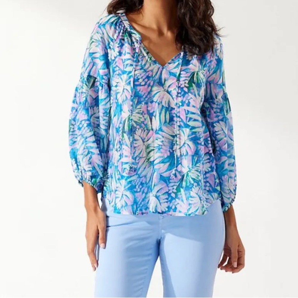 Tommy Bahama Silk Blend Tropical Print Blouse
